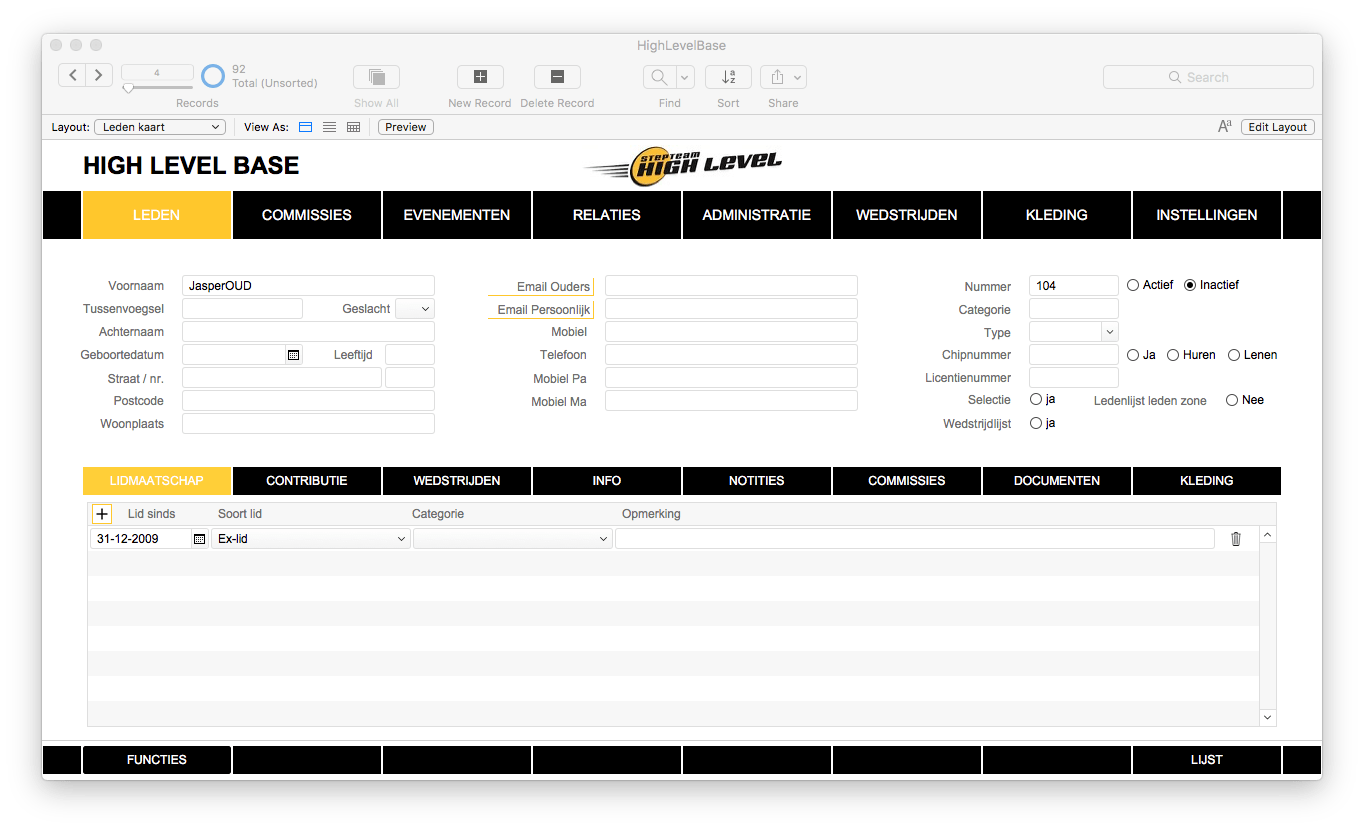 FileMaker ledenadministratie software