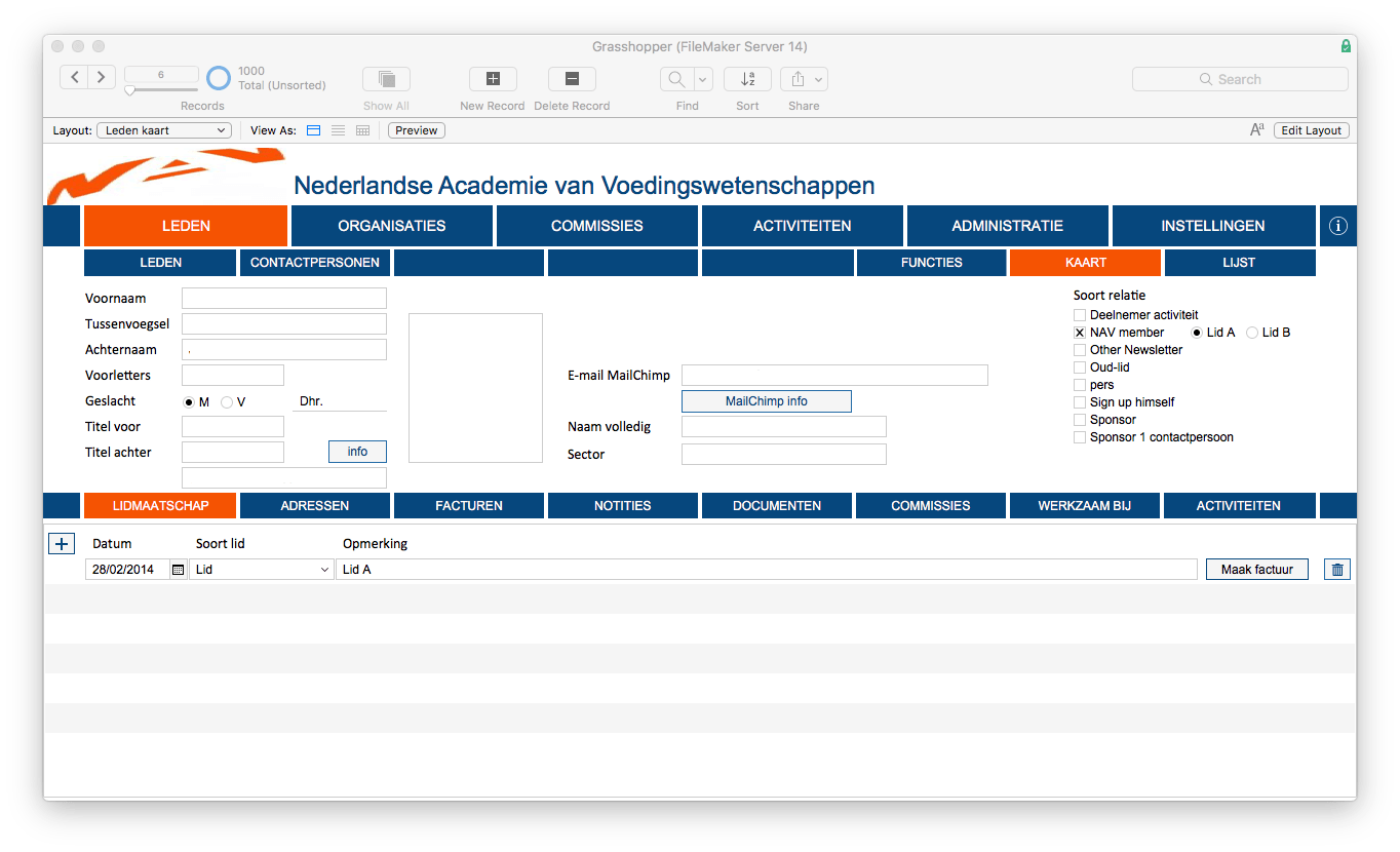 ledenadministratie software voorbeeld